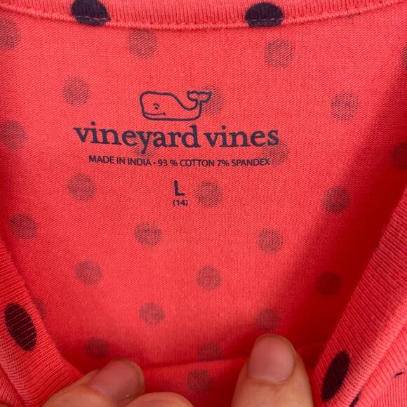 Vineyard Vines Dress & Leggings Girls Large Salmon & Black Polka Dot Preppy - Picture 10 of 10